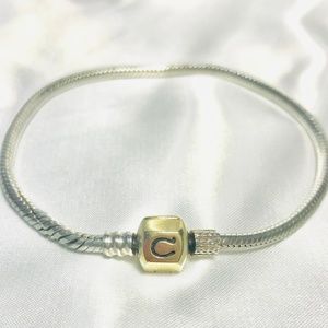 Chamilia Sterling & 14k Gold Snap Bracelet 8.25 in